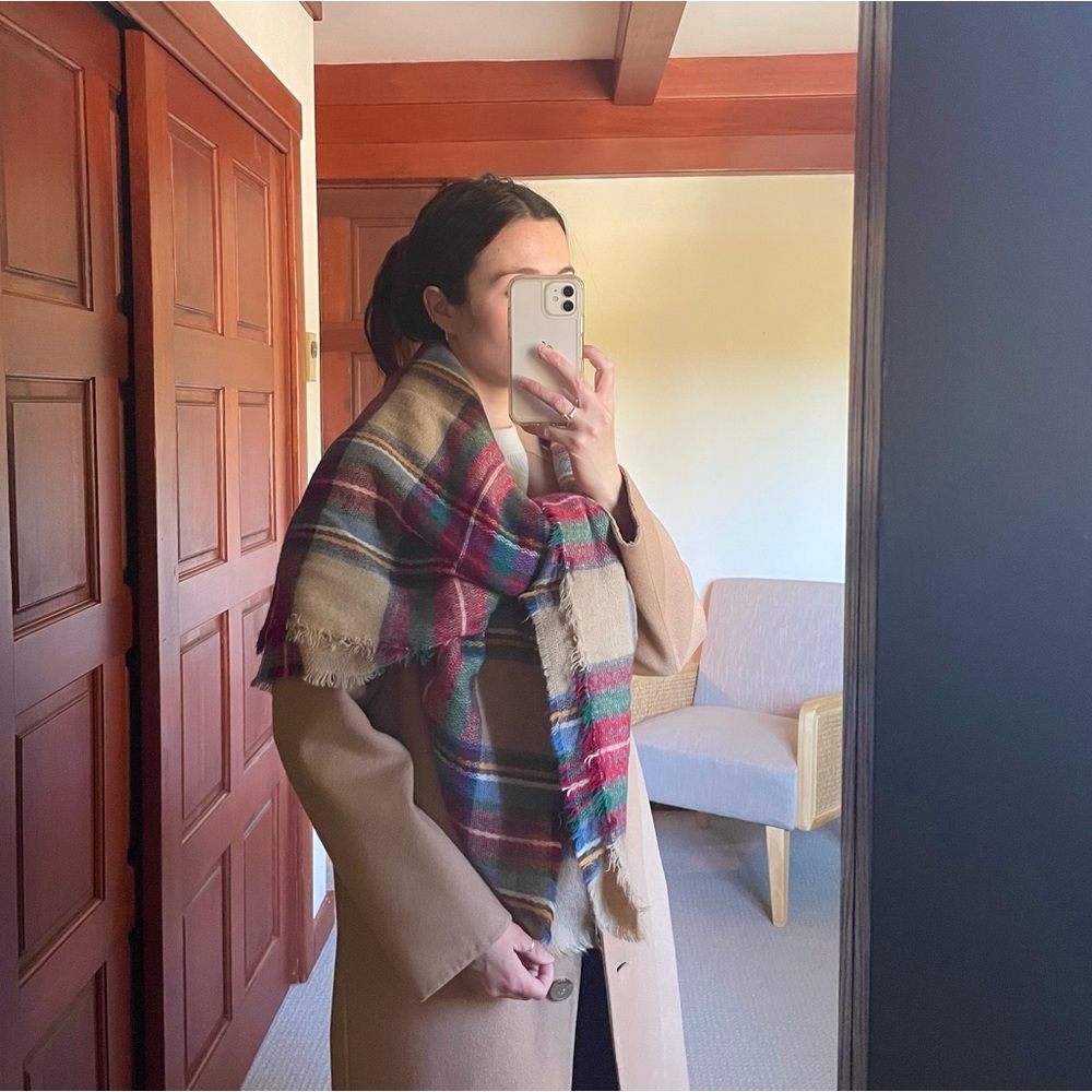 Zara Blanket Scarf Camel Plaid